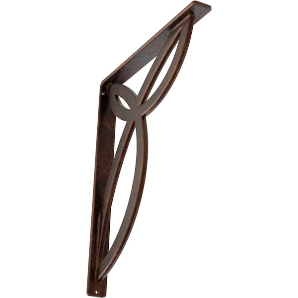 Ekena Millwork Versailles Wrought Iron Bracket, (Single center brace), Antiqued Copper 1 1/2"W x 12"D x 15"H BKTM01X12X15SVEACO - main